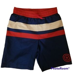 MARVEL RED WHITE AND BLUE CAPTAIN AMERICA SWIM TRUNKS
